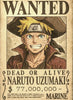 Naruto Uzumaki Pirate Wanted Poster Vintage Anime Art - PokeTCG