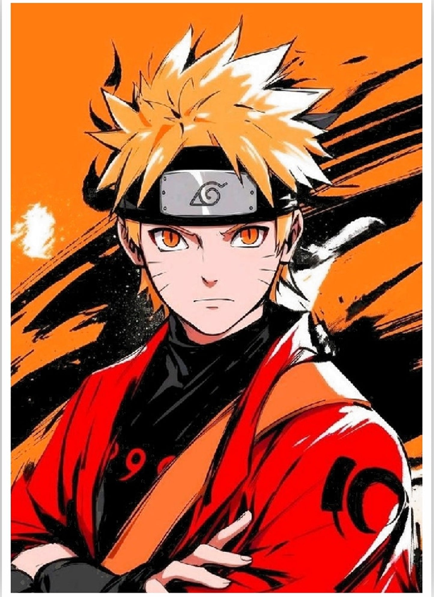 Naruto Uzumaki Sage Mode Minimalist Anime Poster Orange Art - PokeTCG