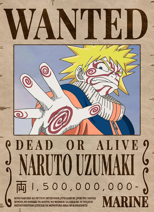 Naruto Uzumaki Wanted Poster Dead or Alive Anime Vintage Art - PokeTCG