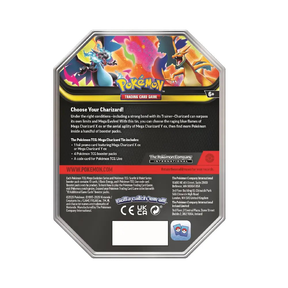 Pokémon TCG Mega Charizard ex Tin Collectionn blue