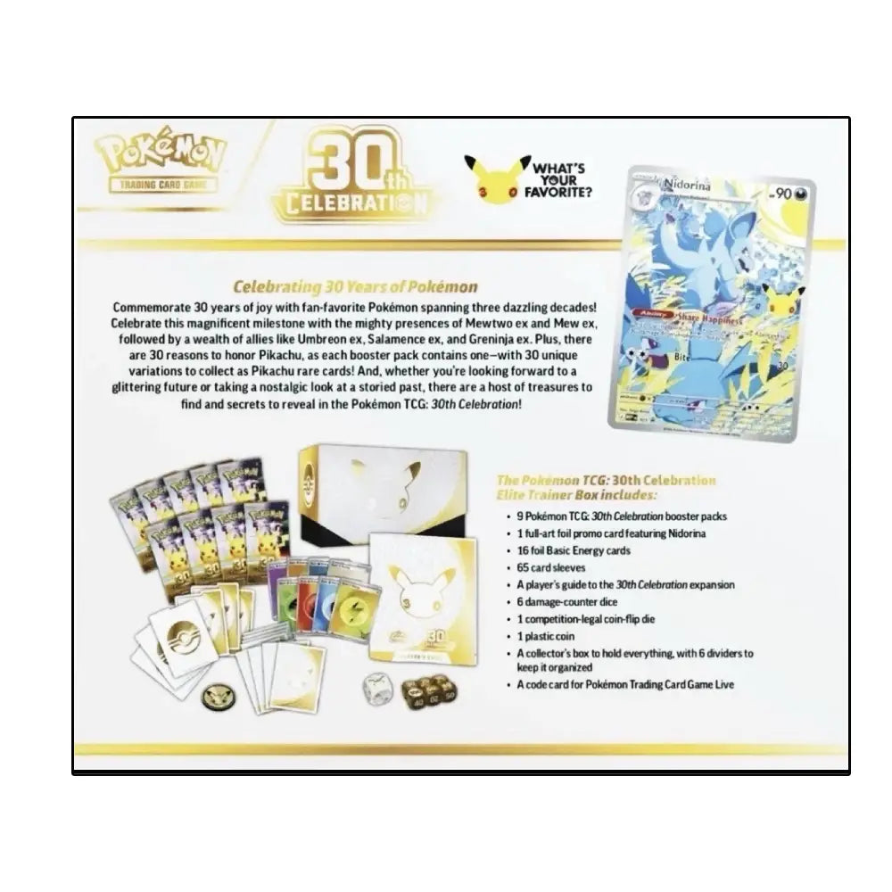 Pokémon TCG: 30th Anniversary Celebration Elite Trainer Box (ETB) Factory Sealed