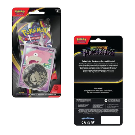 Pokémon TCG Mega Evolution Pitch Black Checklane Blister Pack – Slowpoke Promo & Pokémon Coin