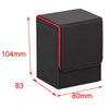 Leather Trading Card Deck Box for 100+ Single-Sleeved Cards Commander Deck Storage Box – Black Grey, Blue & Red