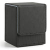 Leather Trading Card Deck Box for 100+ Single-Sleeved Cards Commander Deck Storage Box – Black Grey, Blue & Red