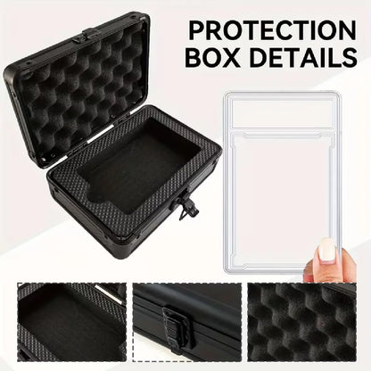 Carbon Fiber Trading Card Storage Case with Removable Dividers for PSA BGS CGC Graded Slabs