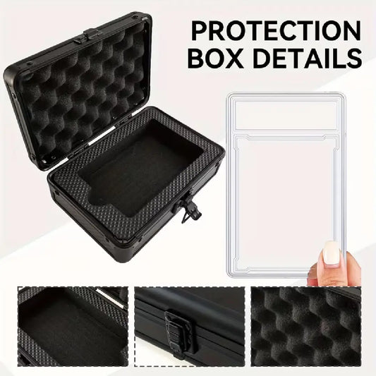 Carbon Fiber Trading Card Storage Case with Removable Dividers for PSA BGS CGC Graded Slabs