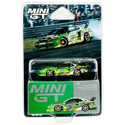 MINI GT Nissan LB-Super Silhouette S15 Silvia #555 V2 2024 Formula Drift Japan – 1:64 Diecast Model Car