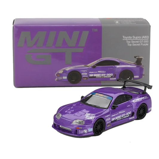 MINI GT Toyota Supra (A80) Top Secret GT-300 Top Secret Purple – 1:64 JDM Diecast Collectible Car