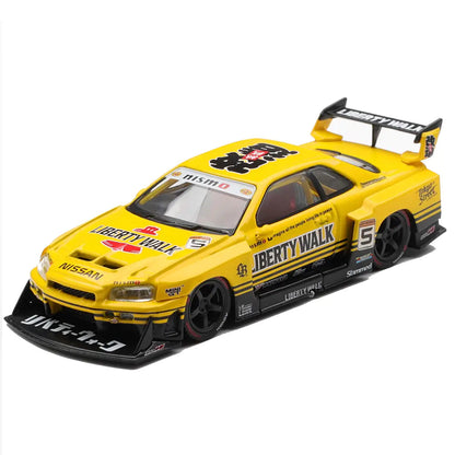 MINI GT Nissan LB-ER34 Super Silhouette Skyline Sport Yellow 2026 – 1:64 Liberty Walk Diecast Model Car