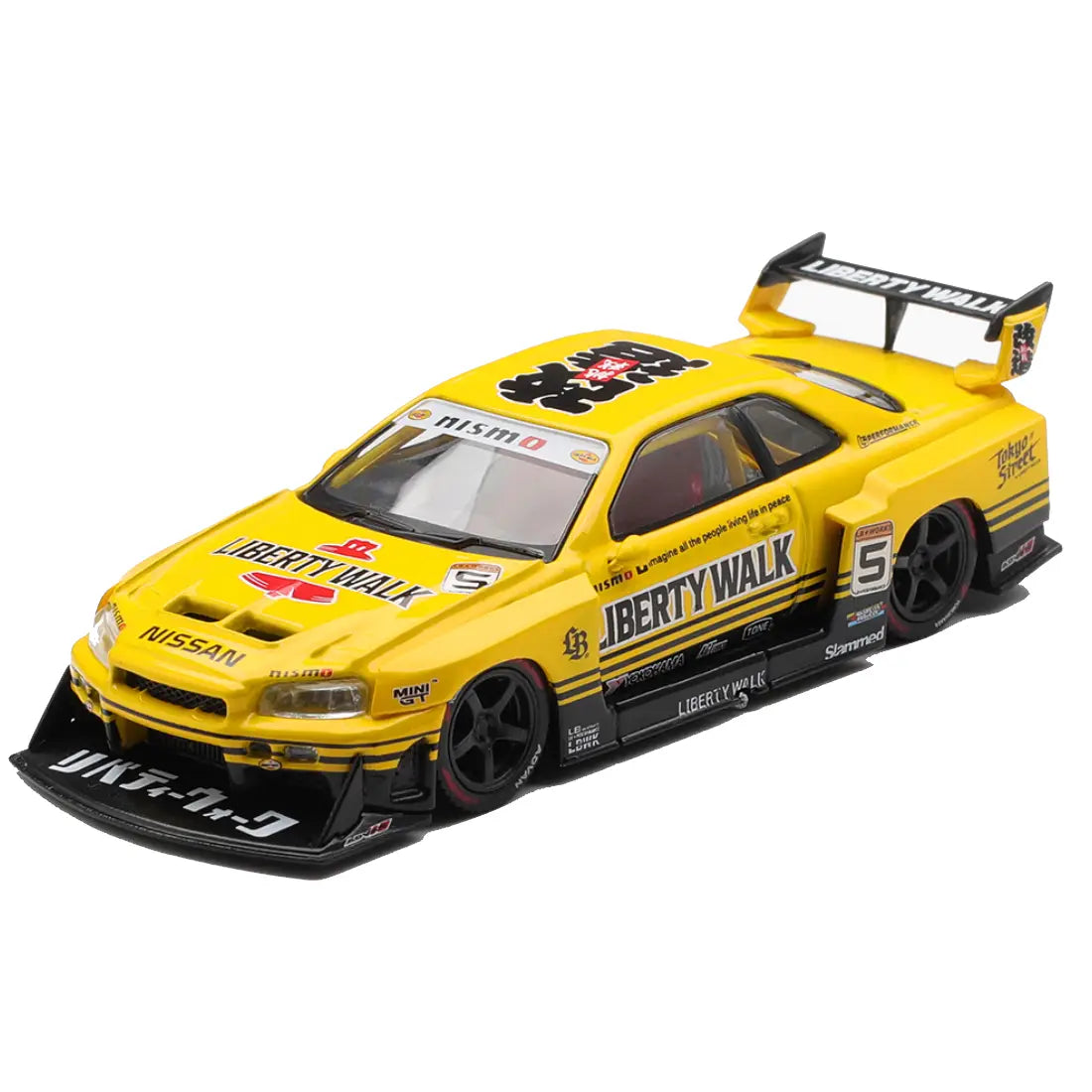 MINI GT Nissan LB-ER34 Super Silhouette Skyline Sport Yellow 2026 – 1:64 Liberty Walk Diecast Model Car