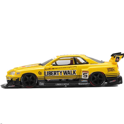 MINI GT Nissan LB-ER34 Super Silhouette Skyline Sport Yellow 2026 – 1:64 Liberty Walk Diecast Model Car