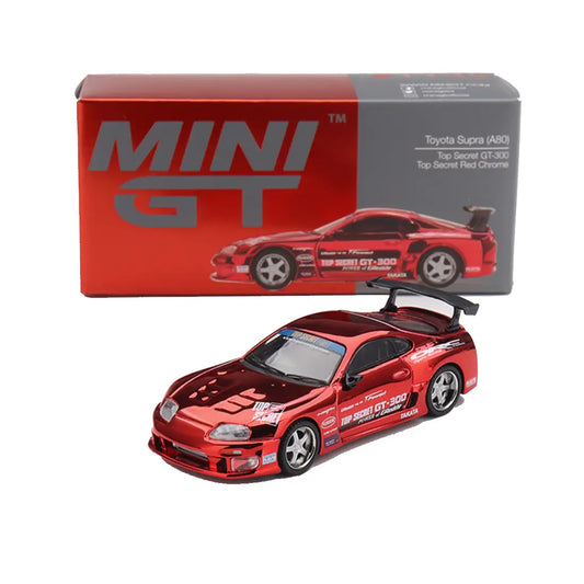 MINI GT Toyota Supra A80 Top Secret GT-300 Red Chrome 2026 – 1:64 JDM Diecast Collectible Car