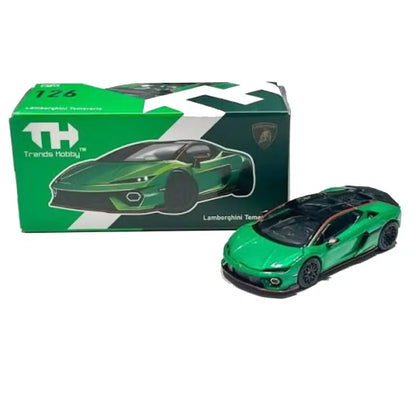 Trends Hobby Lamborghini Temerario Verde Green No.126 241082(B) – 1:64 Premium Diecast Model Car with Opening Hood