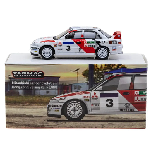 Tarmac Works Mitsubishi Lancer Evolution II #3 Hong Kong Beijing Rally 1994 T64G-049-94HKBR03 – 1:64 Diecast Model Car