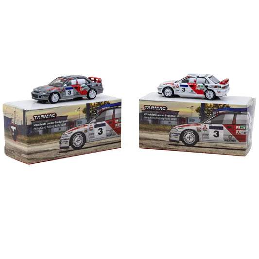 Tarmac Works Mitsubishi Lancer Evolution II #3 Hong Kong Beijing Rally 1994 T64G-049-94HKBR03 – 1:64 Diecast Model Car
