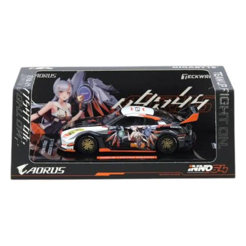 INNO64 Nissan GT-R R35 Widebody AORUS X INNO64 Limited Edition Black & White – 1:64 Diecast Model Car