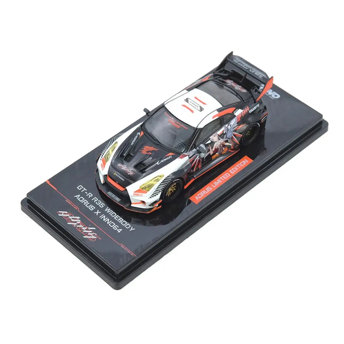 INNO64 Nissan GT-R R35 Widebody AORUS X INNO64 Limited Edition Black & White – 1:64 Diecast Model Car
