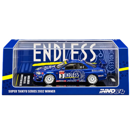 INNO64 Nissan Skyline GT-R R34 #3 ENDLESS ADVAN Super Taikyu Series 2002 Winner – 1:64 Premium Diecast Model Car