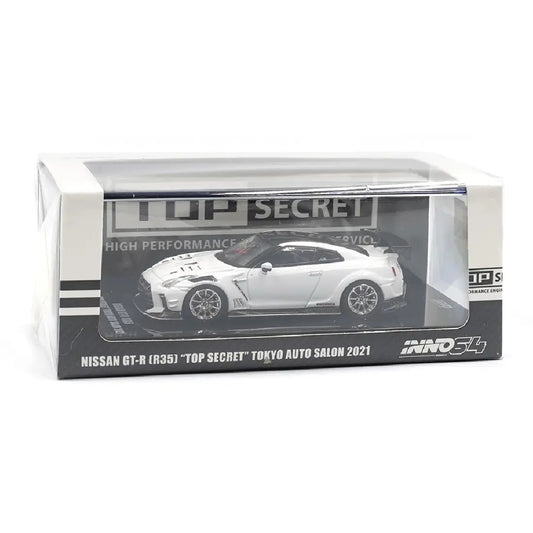 INNO64 Nissan GT-R R35 Top Secret Tokyo Auto Salon 2021 White IN64-R35TS-TAS2021 – 1:64 Premium JDM Diecast Model Car