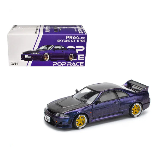 POP RACE Nissan Skyline GT-R R33 NISMO Midnight Purple PR640256 – 1:64 Premium JDM Diecast Model Car