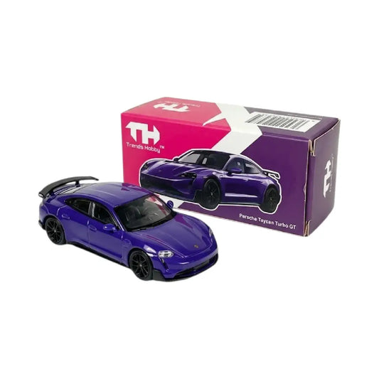 Trends Hobby Porsche Taycan Turbo GT Purple No. 104 – 1:64 Premium Electric Sports Car Diecast Model