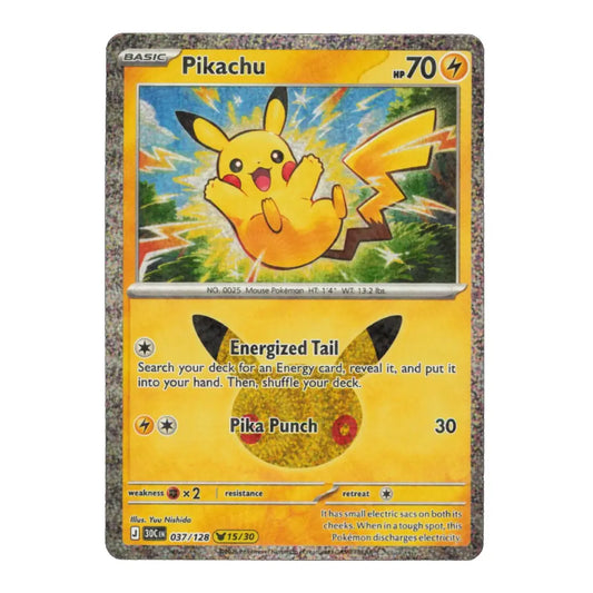 Pikachu 037/128 15/30 ME: 30th Celebration English Pokémon Card