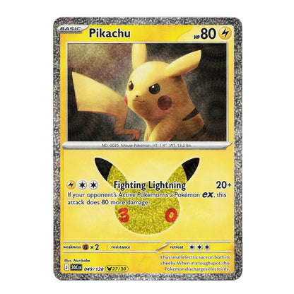 Pikachu Holo Rare 049/128 ME: 30th Celebration English Pokémon Card NM