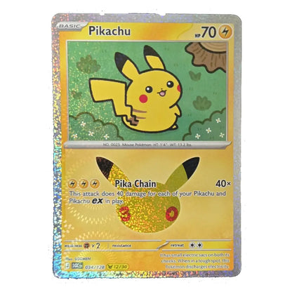 Pikachu Holo Rare 034/128 ME: 30th Celebration English Pokémon Card NM