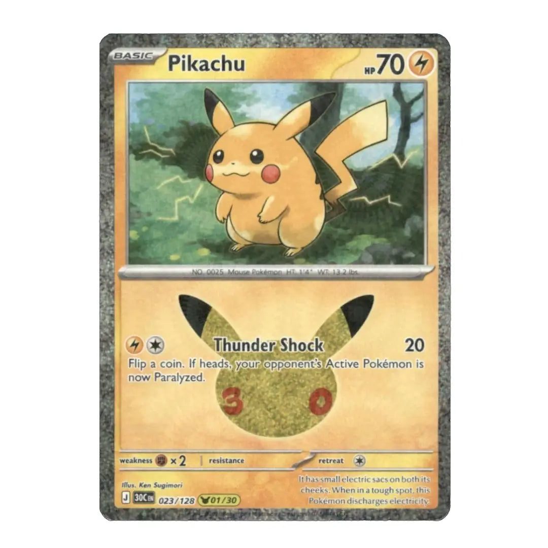 Pikachu Holo Rare 023/128 ME: 30th Celebration English Pokémon Card NM