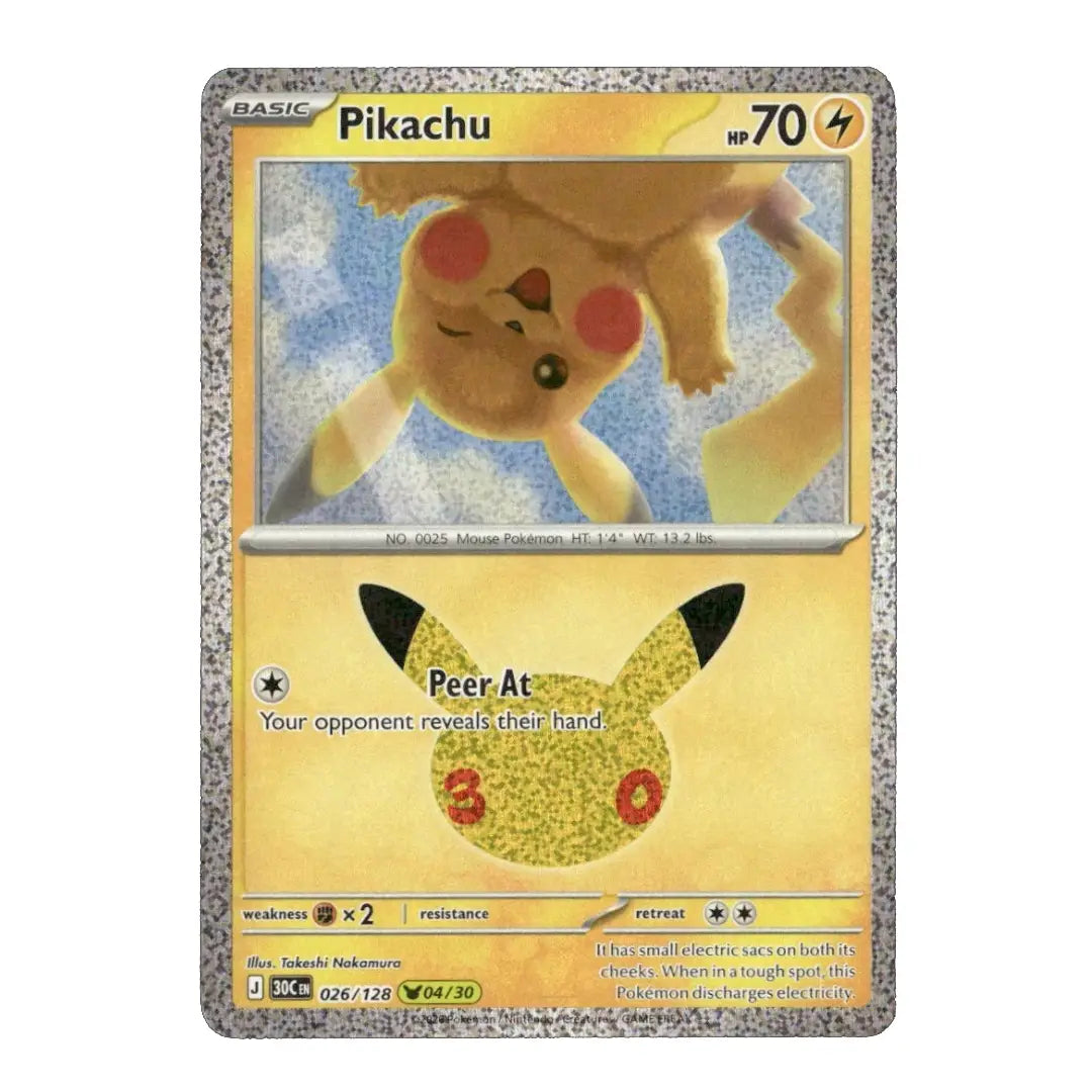 Pikachu Holo Rare 026/128 ME: 30th Celebration English Pokémon Card NM