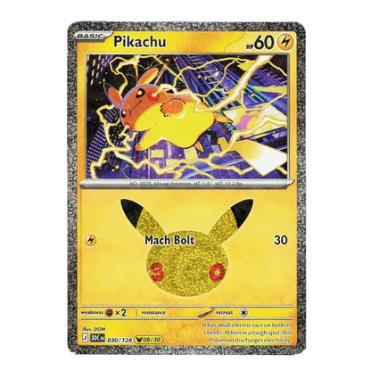 Pikachu Holo Rare 030/128 ME: 30th Celebration English Pokémon Card NM