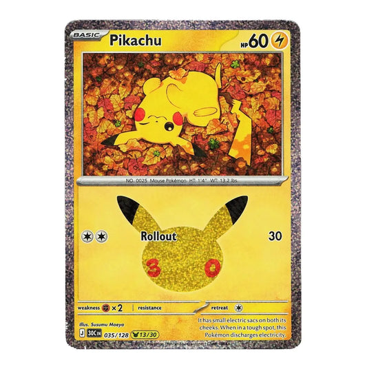Pikachu Holo Rare 035/128 ME: 30th Celebration English Pokémon Card NM