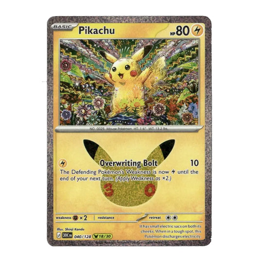 Pikachu Holo 040/128 ME: 30th Celebration English Pokémon Card