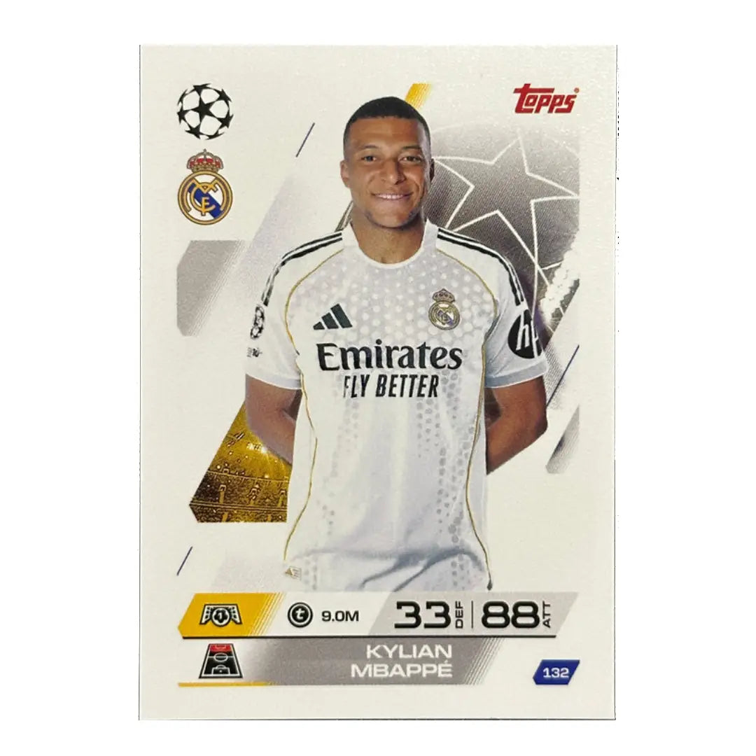 Kylian Mbappé Real Madrid BES 132 Topps Match Attax 2025/26 Football Trading Card