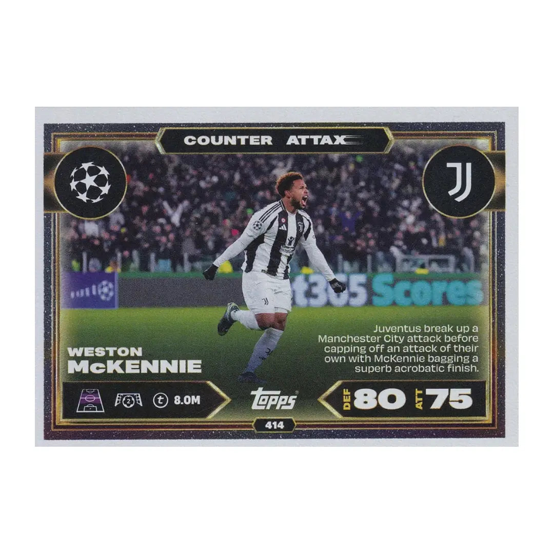 2025/26 Topps Match Attax Weston McKennie Counter Attack No. 414 Juventus Football Trading Card