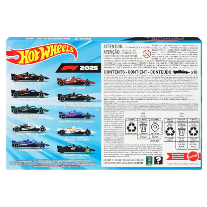 Hot Wheels Formula 1 2025 Racing Teams 10-Pack JMM24 – 1:64 Diecast F1 Cars Set