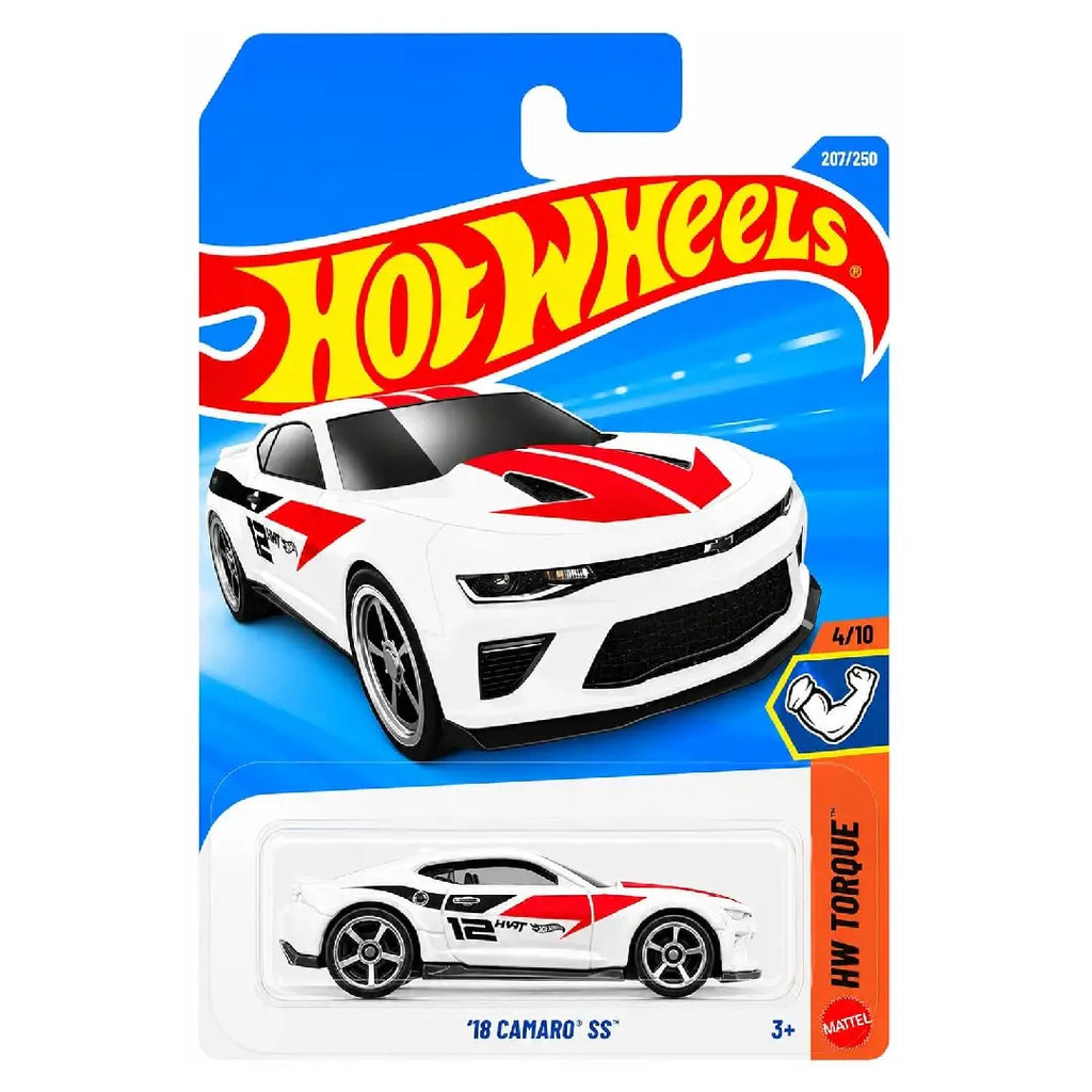Hot Wheels '18 Camaro SS White 2026 HW Torque 207/250 JJK42 – 1:64 Diecast Muscle Car
