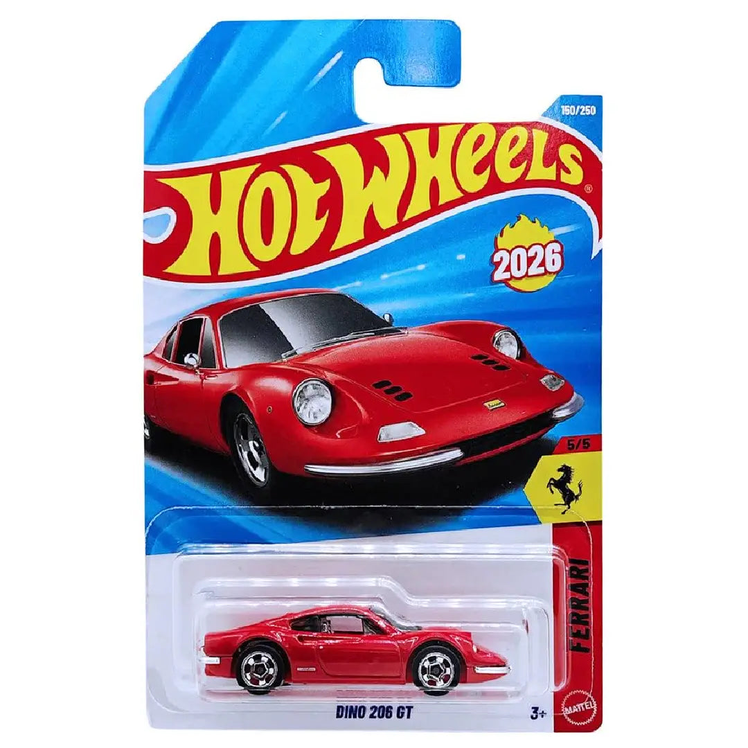 Hot Wheels Ferrari Dino 206 GT Red 150/250 – 1:64 Diecast Classic Sports Car
