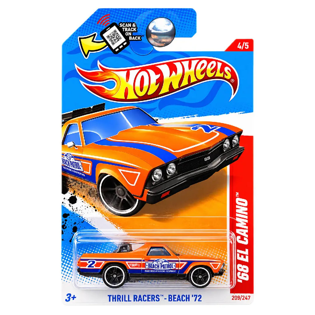 Hot Wheels '68 El Camino Thrill Racers Beach 2012 1:64 Diecast