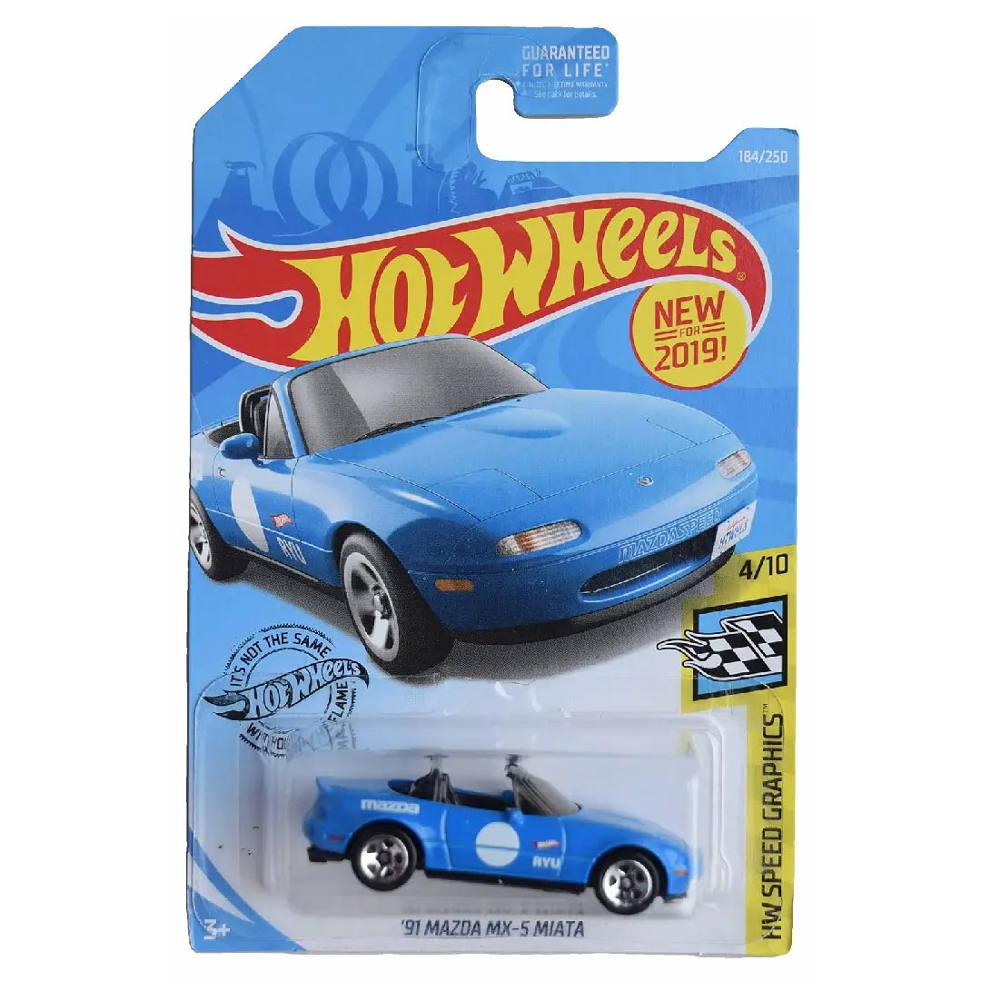Hot Wheels '91 Mazda MX-5 Miata Blue HW Speed Graphics 184/250 1:64