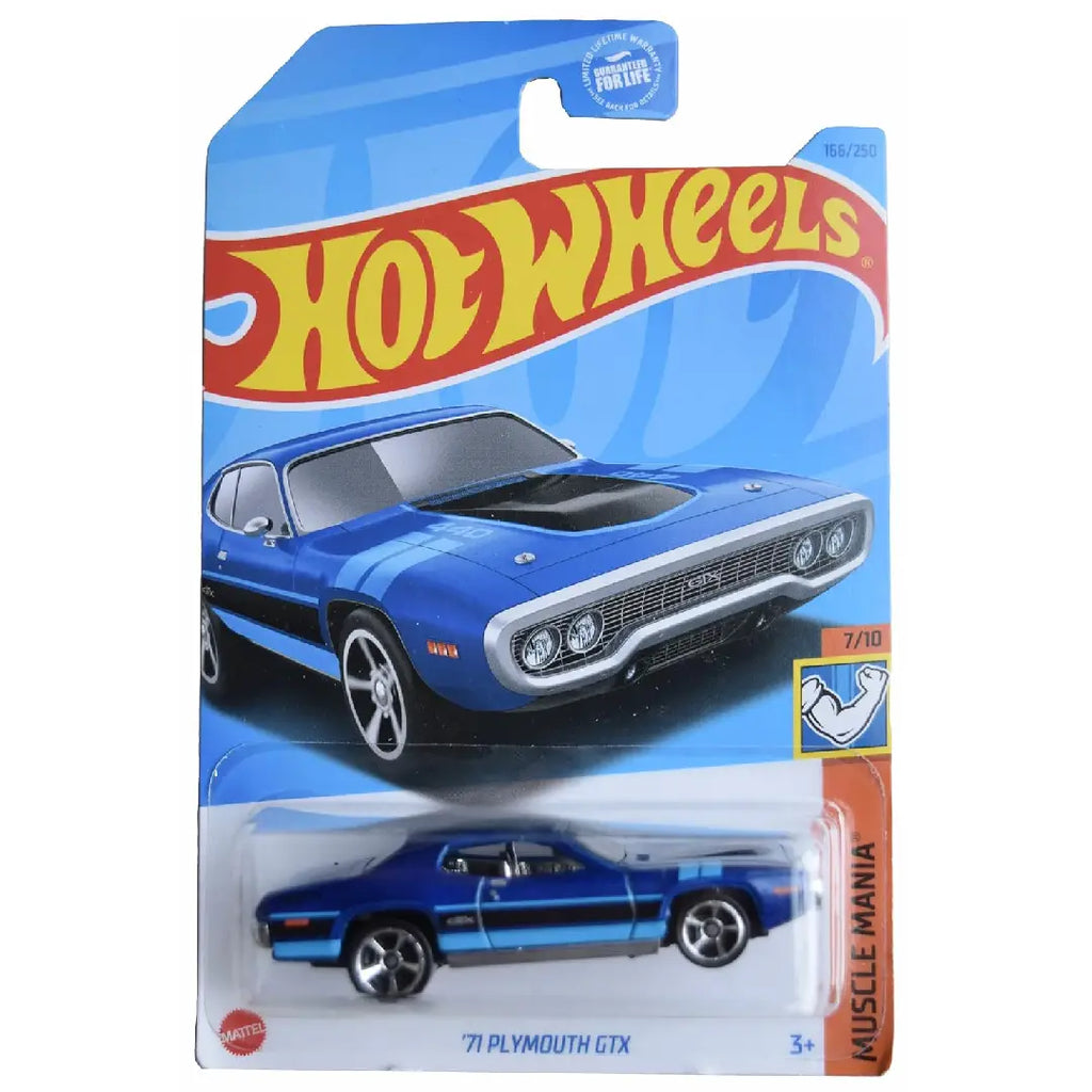 Hot Wheels '71 Plymouth GTX Blue Muscle Mania 166/250 1:64
