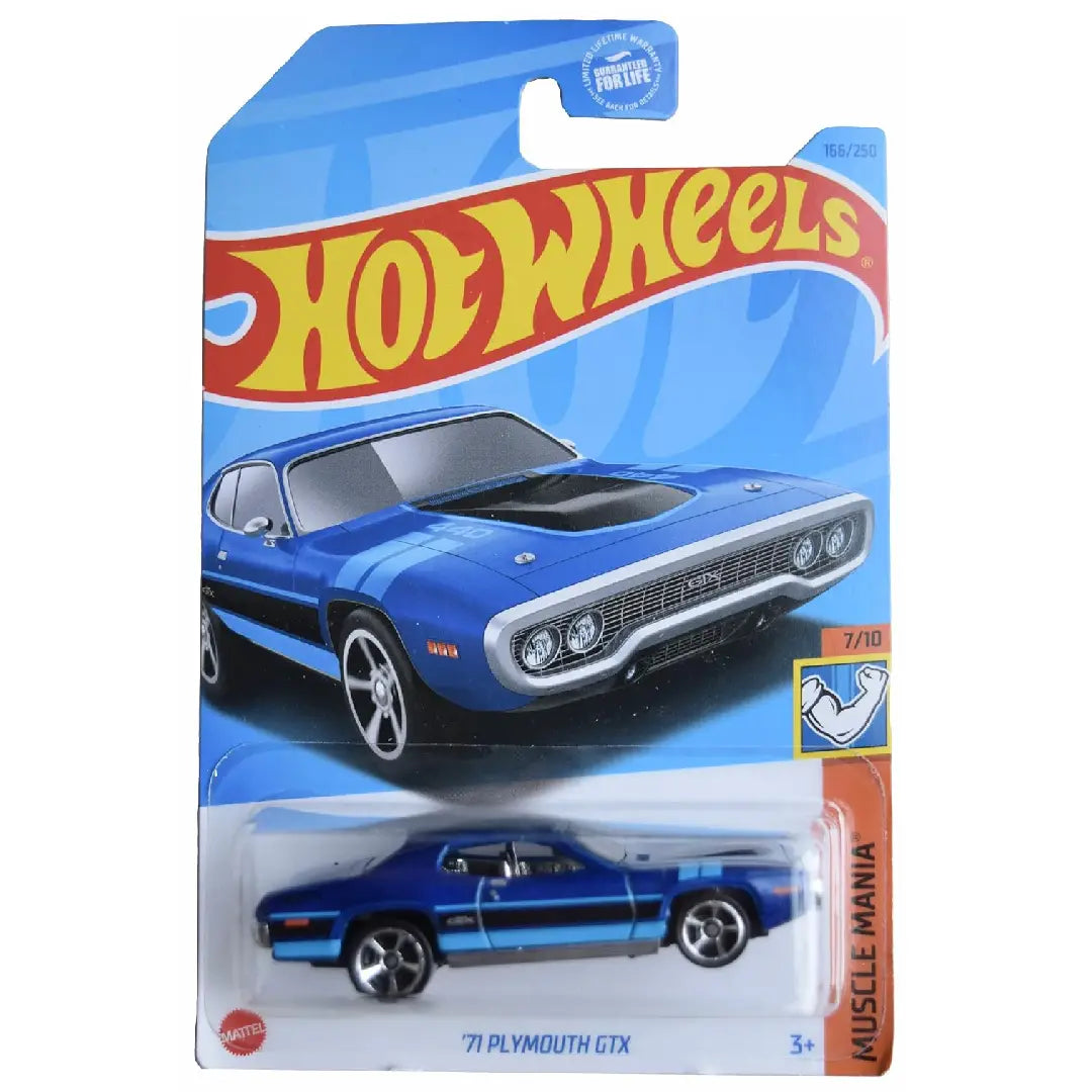 Hot Wheels '71 Plymouth GTX Blue Muscle Mania 166/250 1:64