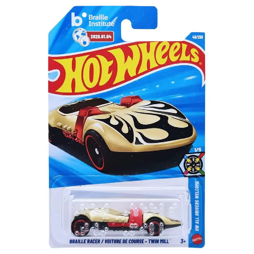 Hot Wheels Braille Racer Twin Mill Cream HW All Drivers Welcome 40/250 1:64