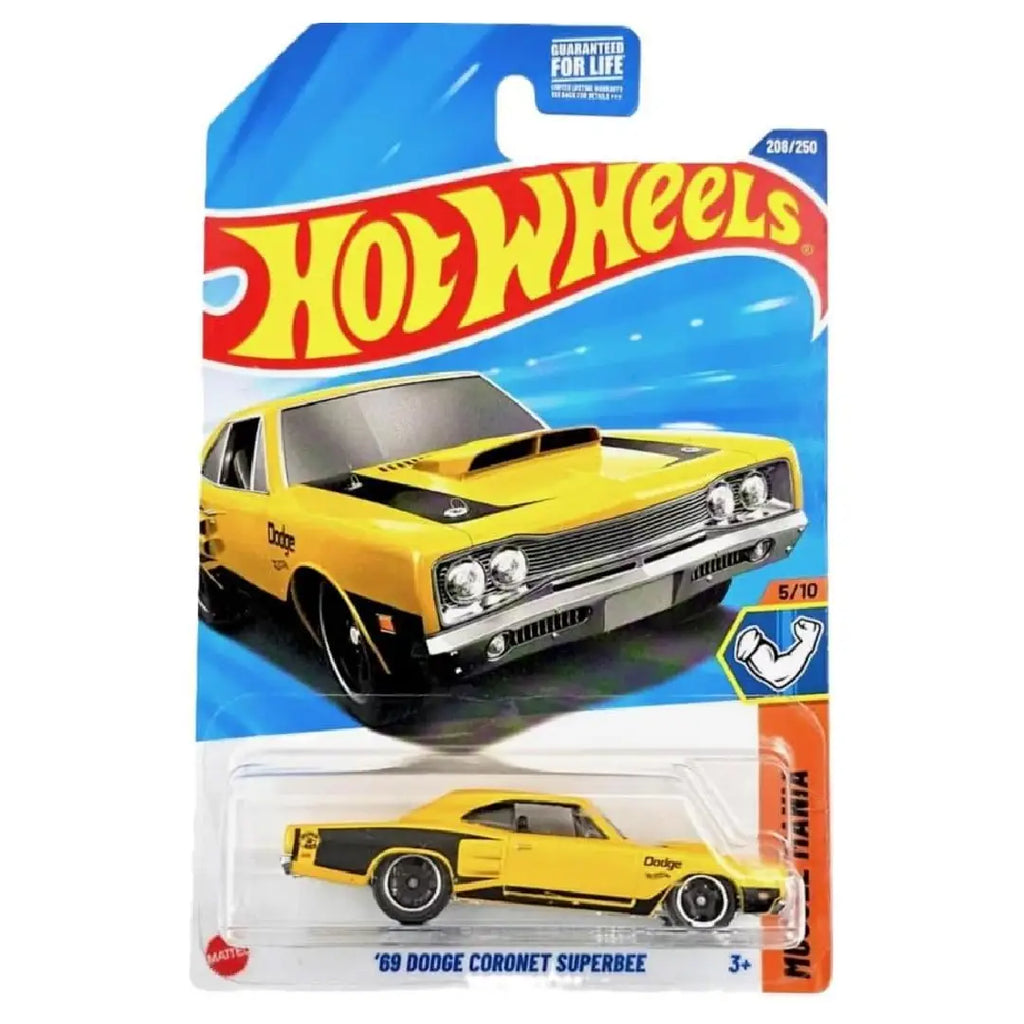 Hot Wheels '69 Dodge Coronet Superbee Yellow Muscle Mania 208/250 1:64