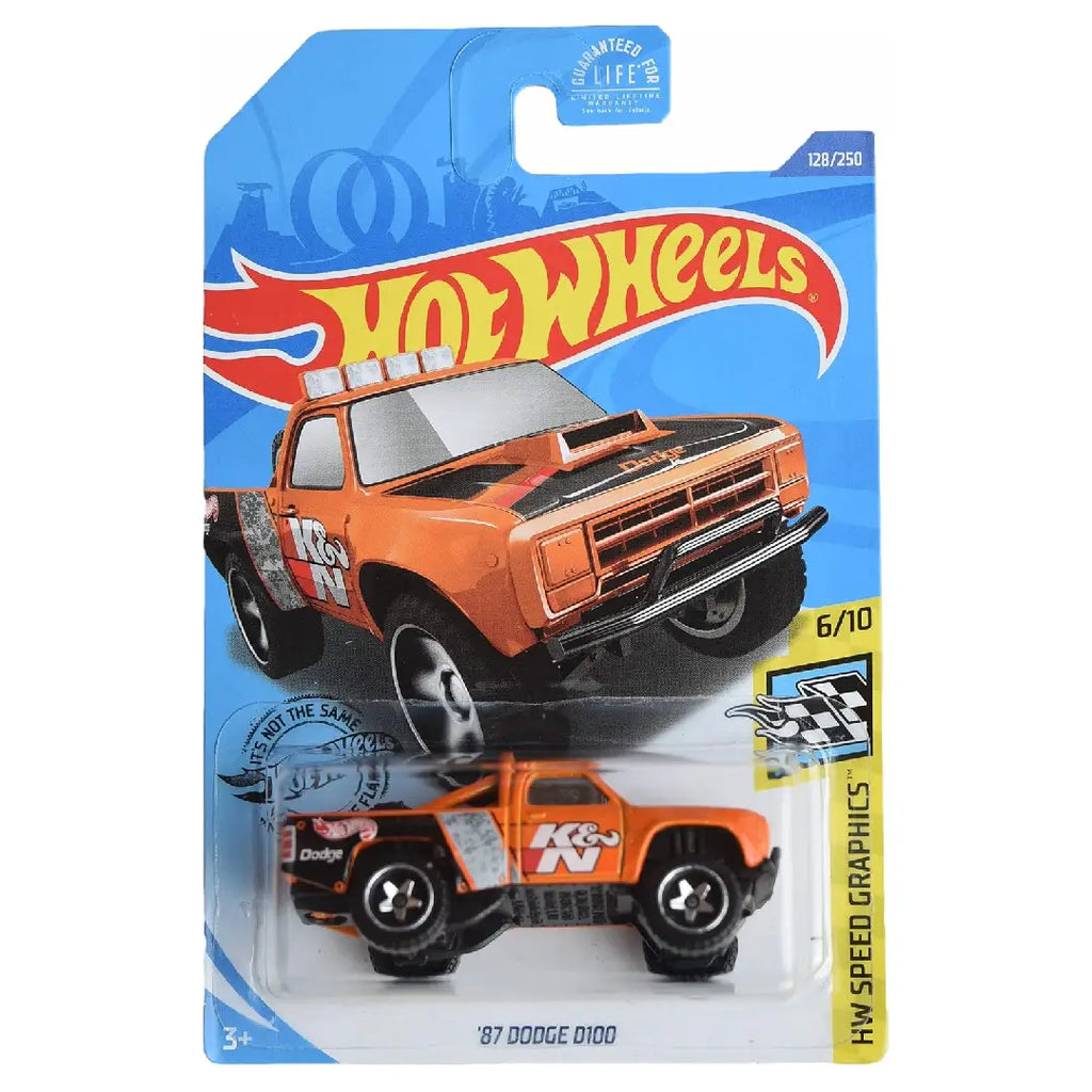 Hot Wheels '87 Dodge D100 Orange HW Speed Graphics 128/250 1:64