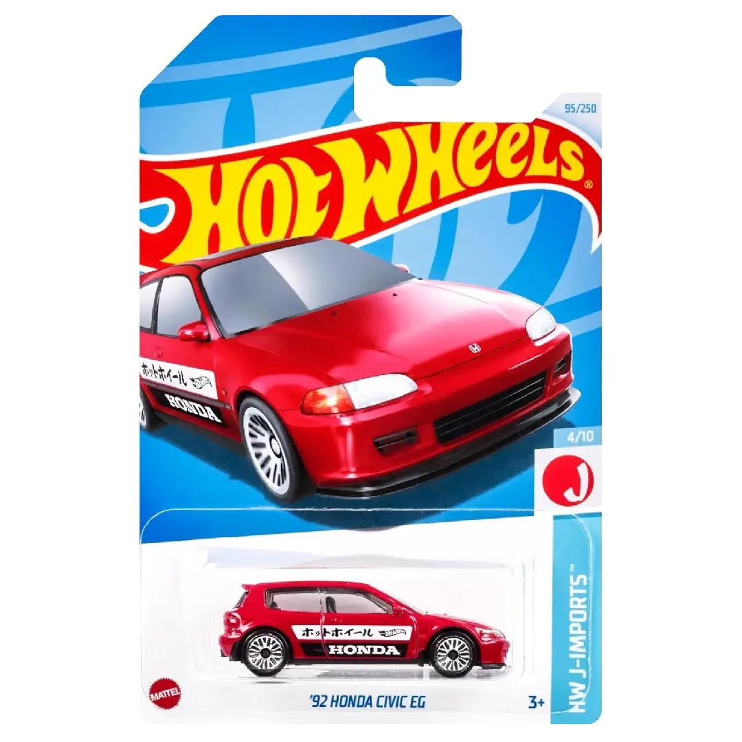 Hot Wheels '92 Honda Civic EG Red HW J-Imports 4/10 95/250 1:64 Diecast