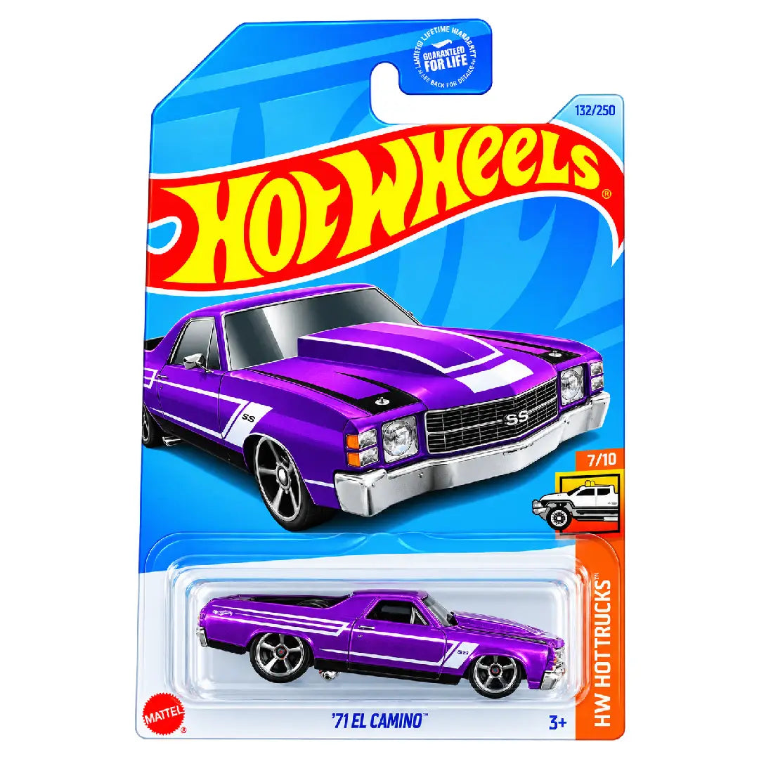 Hot Wheels '71 El Camino Purple HW Hot Trucks 7/10 132/250 1:64 Diecast