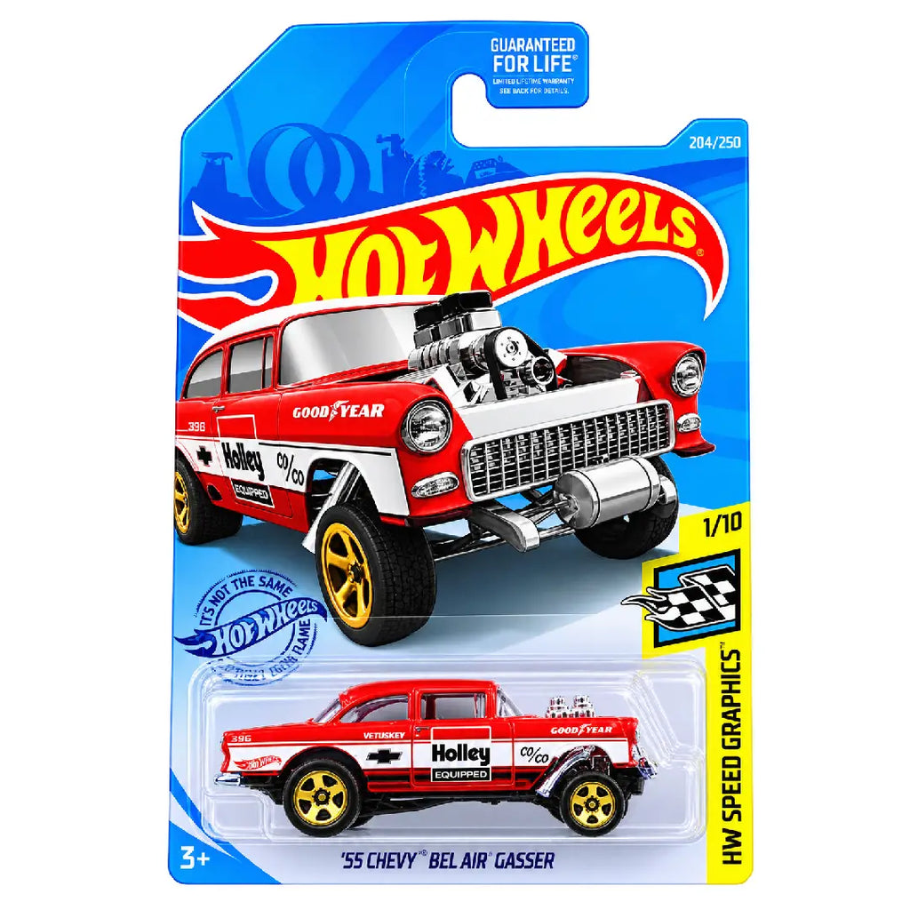 Hot Wheels '55 Chevy Bel Air Gasser Red HW Speed Graphics 204/250 1:64 Diecast