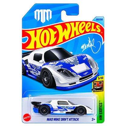 Hot Wheels Mad Mike Drift Attack White HW Exotics 209/250 1:64 Diecast