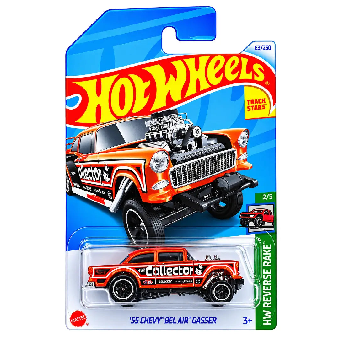 Hot Wheels '55 Chevy Bel Air Gasser Orange HW Reverse Rake 2/5 63/250 1:64 Diecast